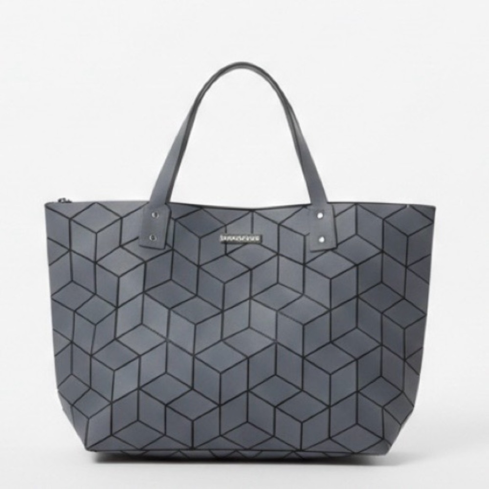Patrizia Luca Slanted Square Geometric Tote Bag Gray Great Condition